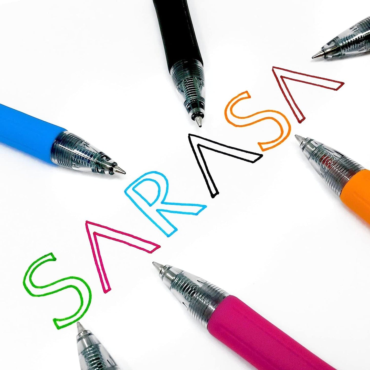 Zebra - Sarasa Retractable Gel Ink Rollerball - Fast Drying - 0.7mm - Black Ink (10)