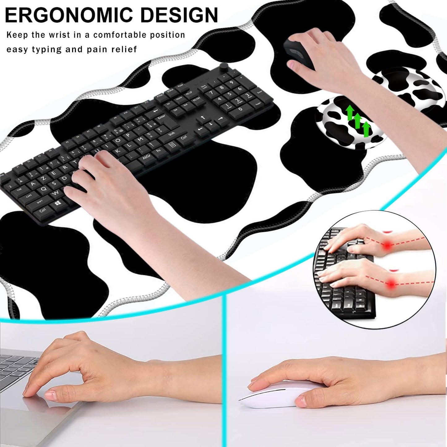 CICPLKSE Mouse Pad with Wrist Support + Desk Mat + Coaster 3 in 1 Set, XL Large Gaming Mousepad