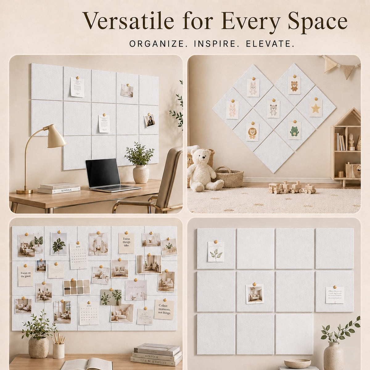 Baysola Felt Bulletin Board Tiles, Cork Board Alternative, 48 x 36 in