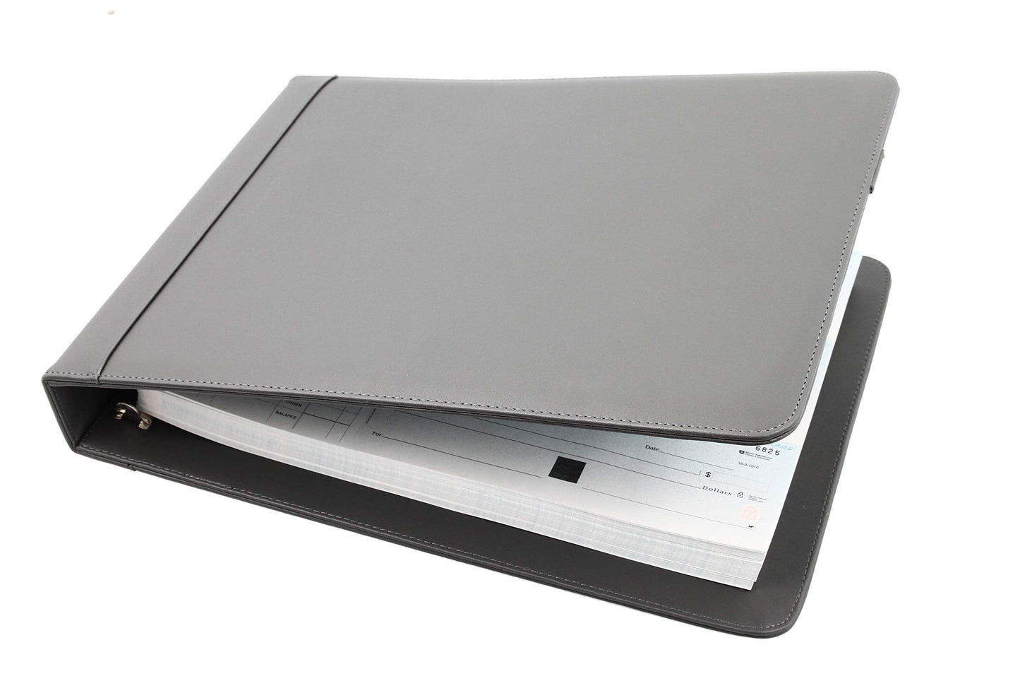 2Fold Business Check Binder 7 Ring for 3-Up Business Size Checks with Extra Business Card Case - PU