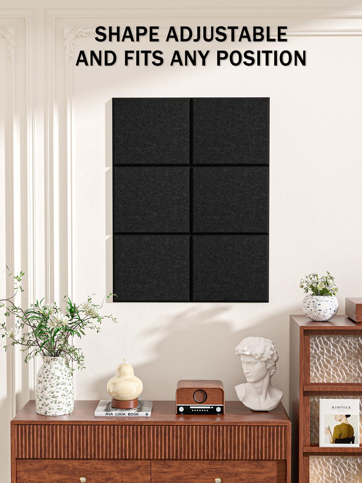 Hsurbtra Cork Board for Wall 24 x 18 Inch, 6 Pack Felt Bulletin Notice Board with Pushpins for