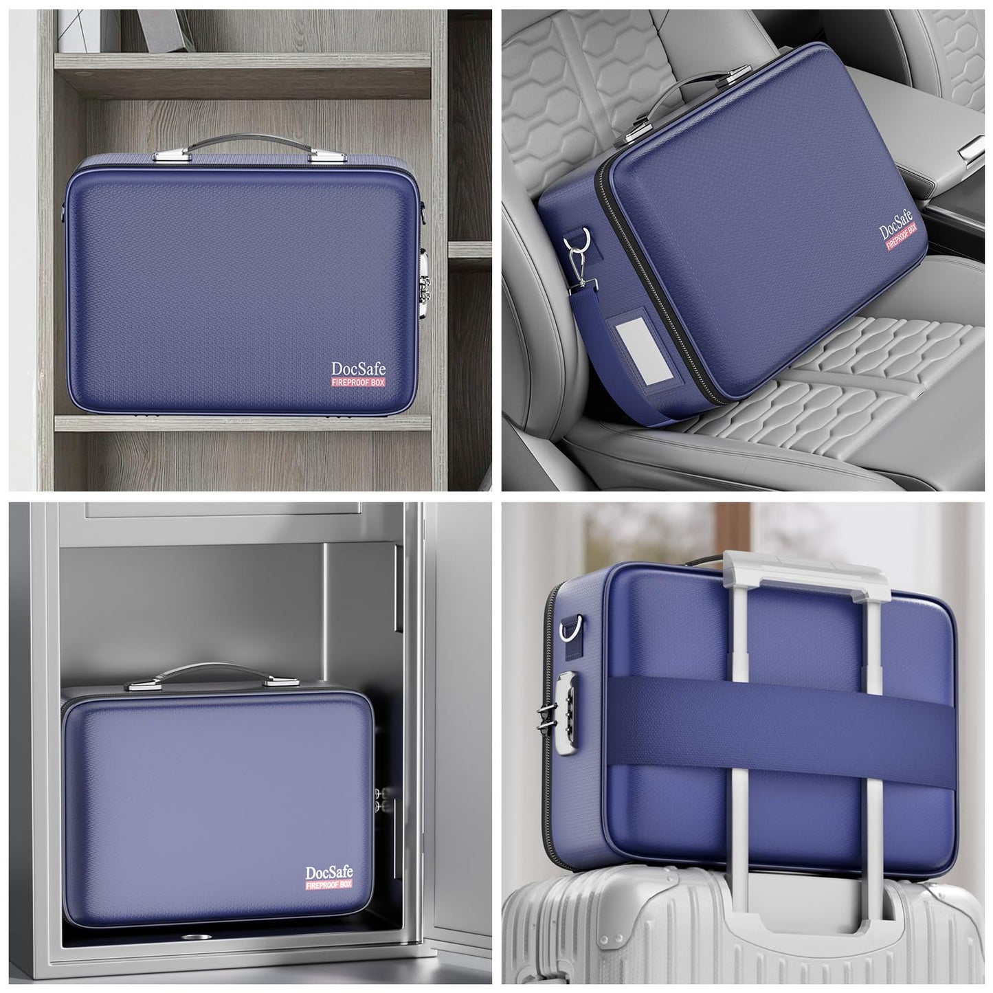 DocSafe Fireproof Document Box Hard Case with Lock & Accordion File Folder