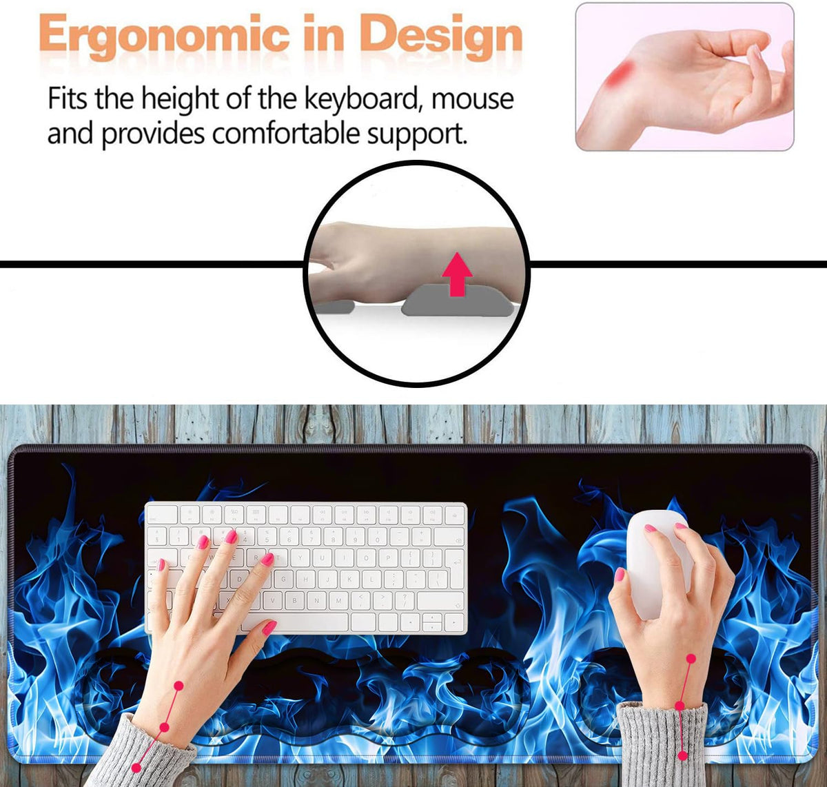 Ergonomic Keyboard Wrist Rest and Mouse Pad Wrist Rest Set, Large XXL Gaming Mousepad 31.5"x 11.8"