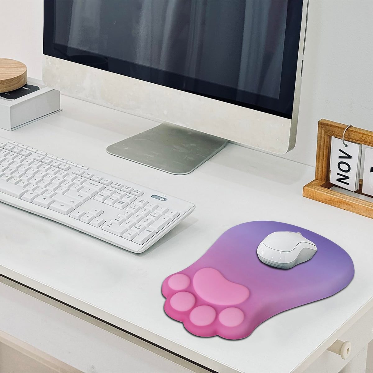 L-SPOUTTO Ergonomic Mouse Pad with Wrist Rest,Pink Mouse Pad Wrist Support