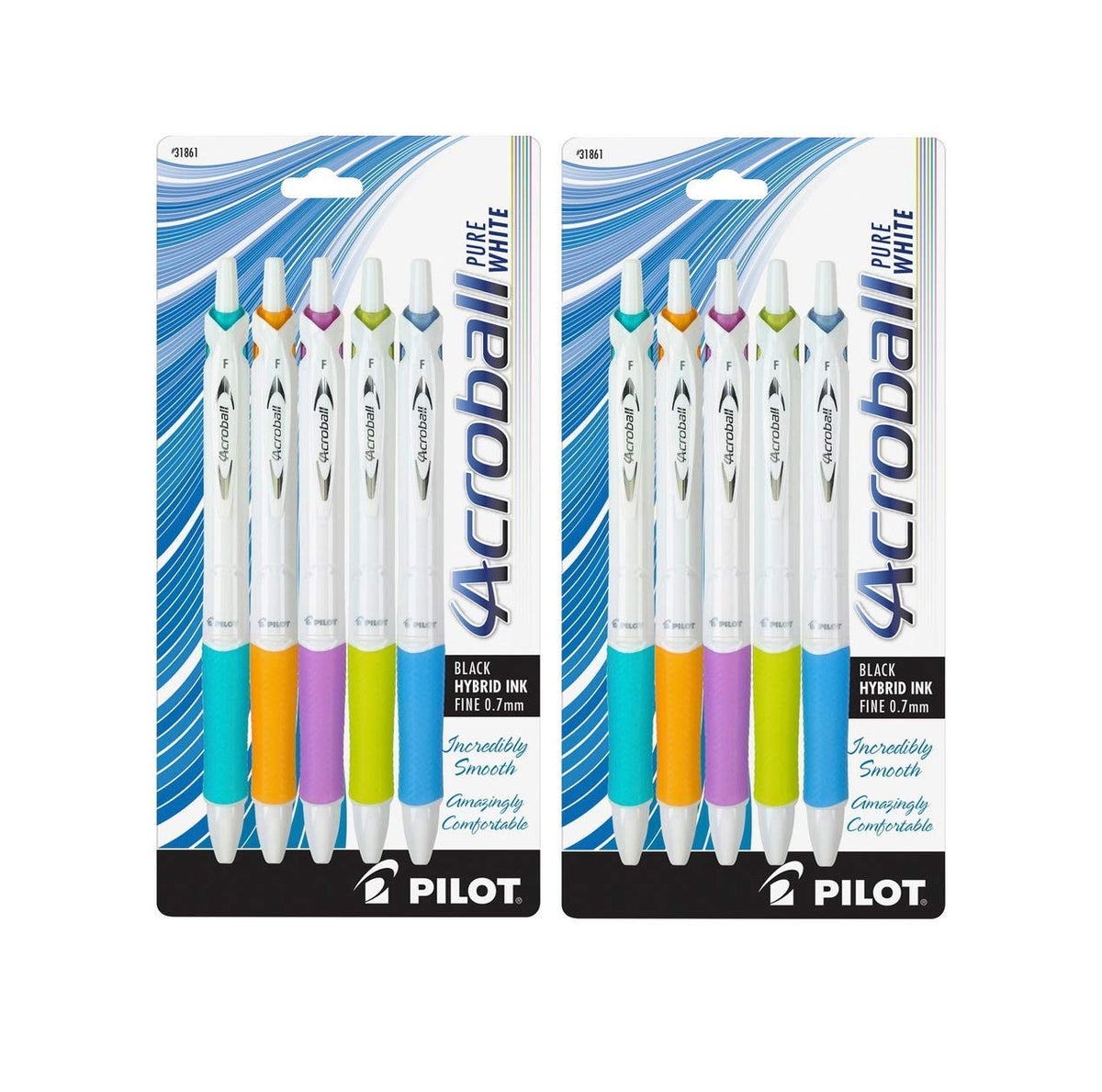 PILOT Acroball PureWhite Retractable Advanced Ink Ball Point Pens; Fine Point, Black Ink
