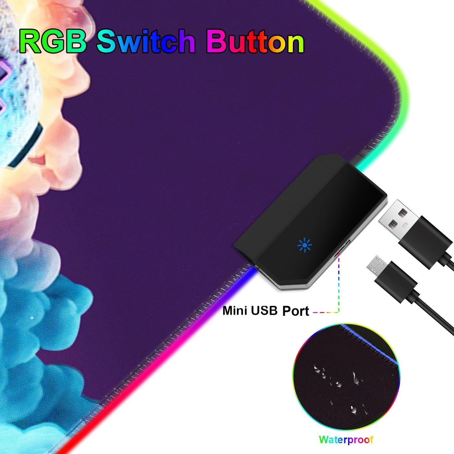 RGB Mouse Pad, Gaming Mousepad with 13 LED Light Modes