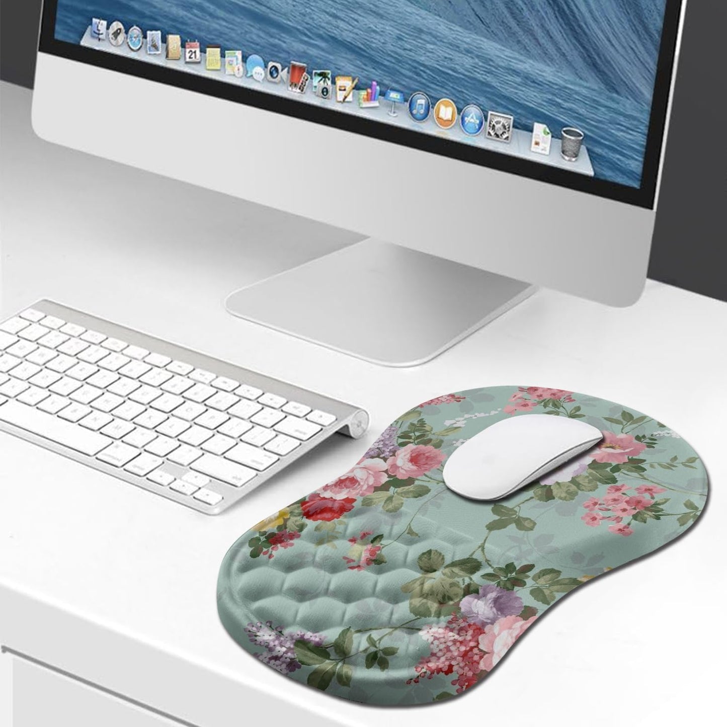 Hokafenle Ergonomic Mouse Pad Wrist Support, Wrist Rest Mousepad for Carpal Tunnel Pain Relief with