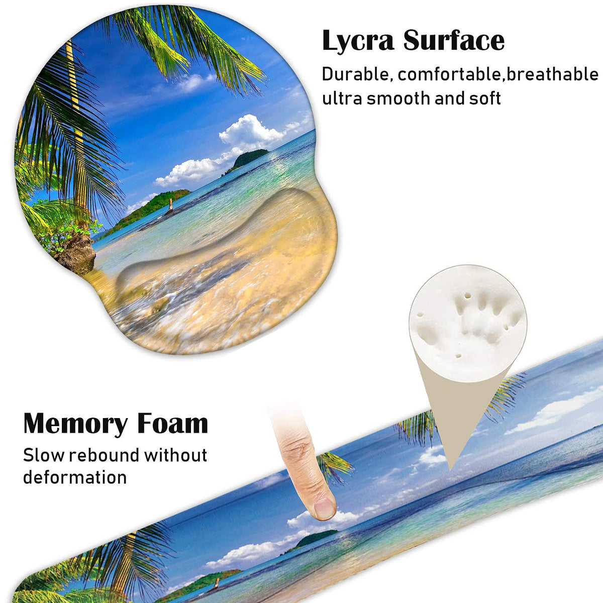 Keyboard Wrist Rest and Mouse Pad Wrist Support Set with Coasters, Non-Slip PU Base Ergonomic