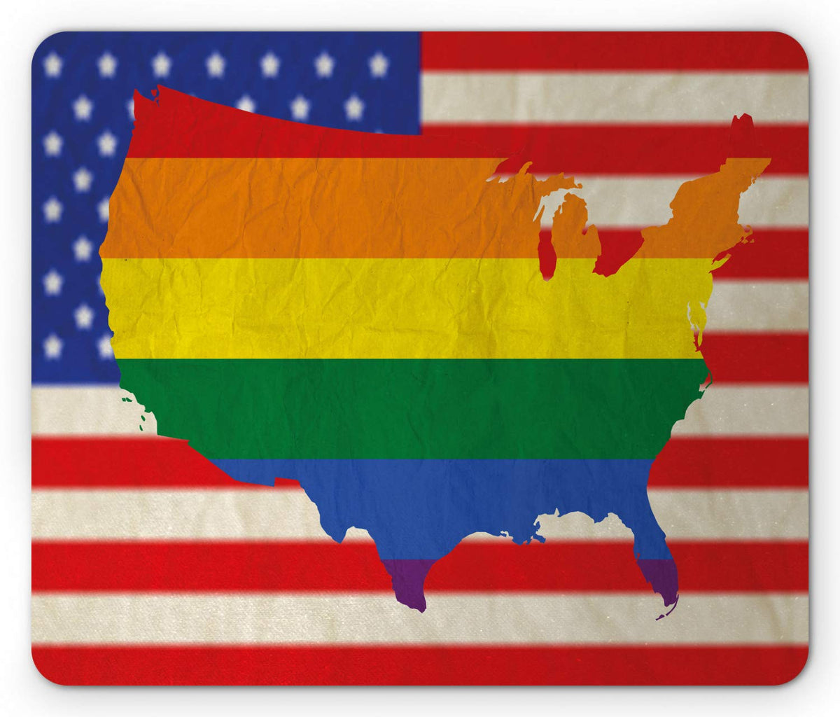 Ambesonne Pride Mouse Pad, USA American Flag with Rainbow Gay Marriage Nationwide Rights and