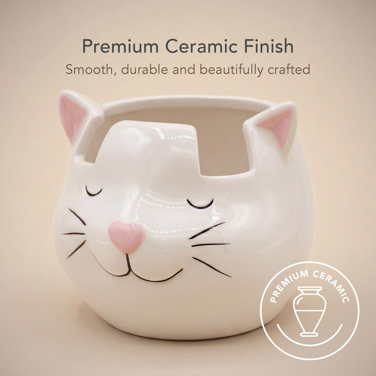 Luvberries White Cat Eyewear Holder, Multi-Purpose Accessories for Makeup and Stationery, Compact