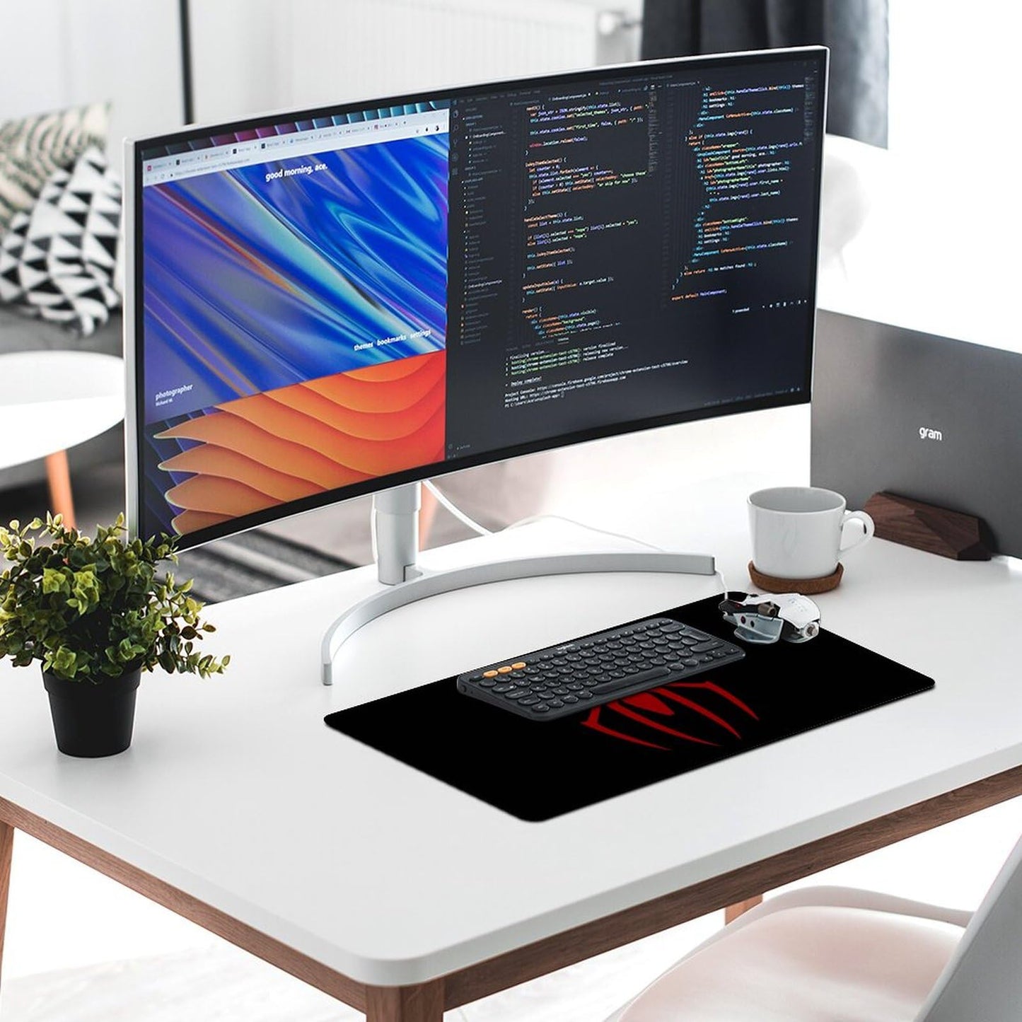Keebik Gaming Mouse Pad, Spider Black Pattern Mouse Pad 11.8x23.6Inch Large Extended Computer Mouse
