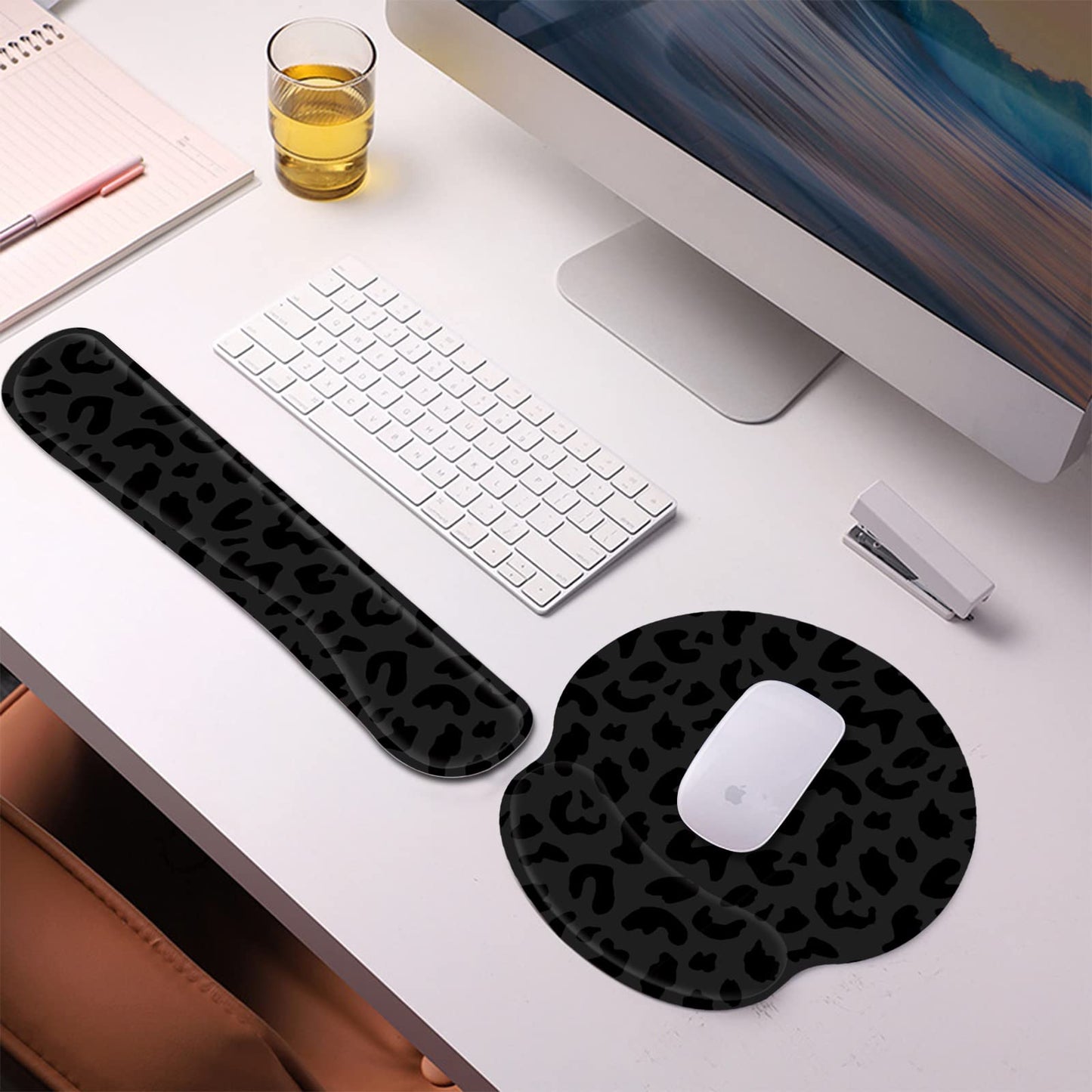 Deokke 2Pcs Keyboard Wrist Rest Pad and Mouse Wrist Rest Support Mouse Pad Set,Ergonomic
