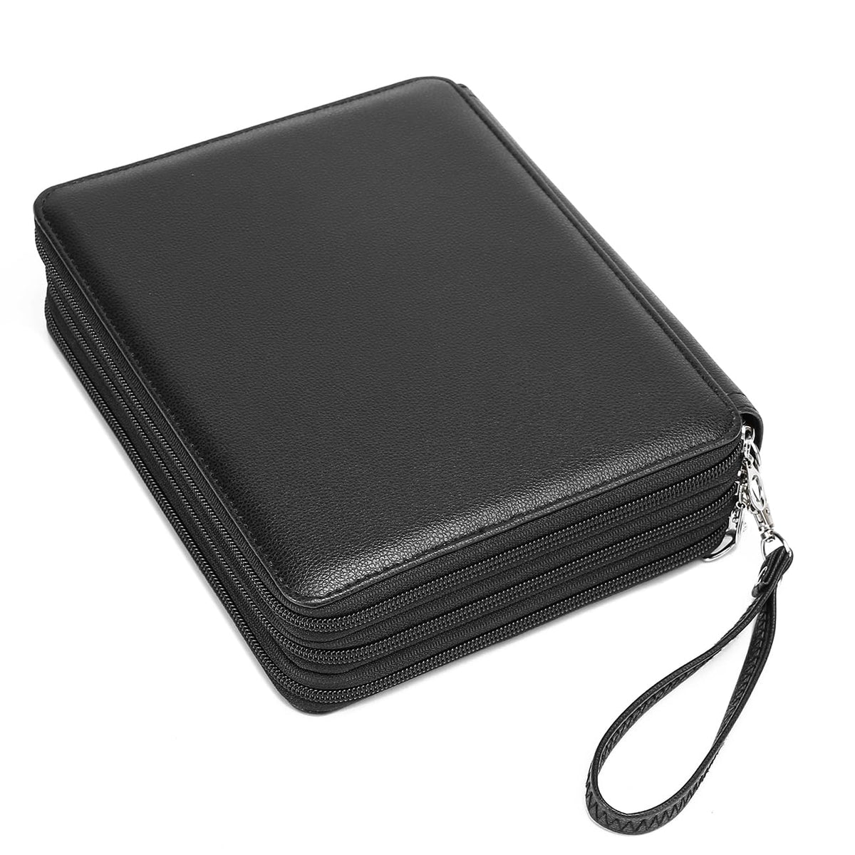 YOUNGCOL Deluxe PU Leather Colored Pencil Case - 120 Slots Pencil Holder with Handle Strap Large