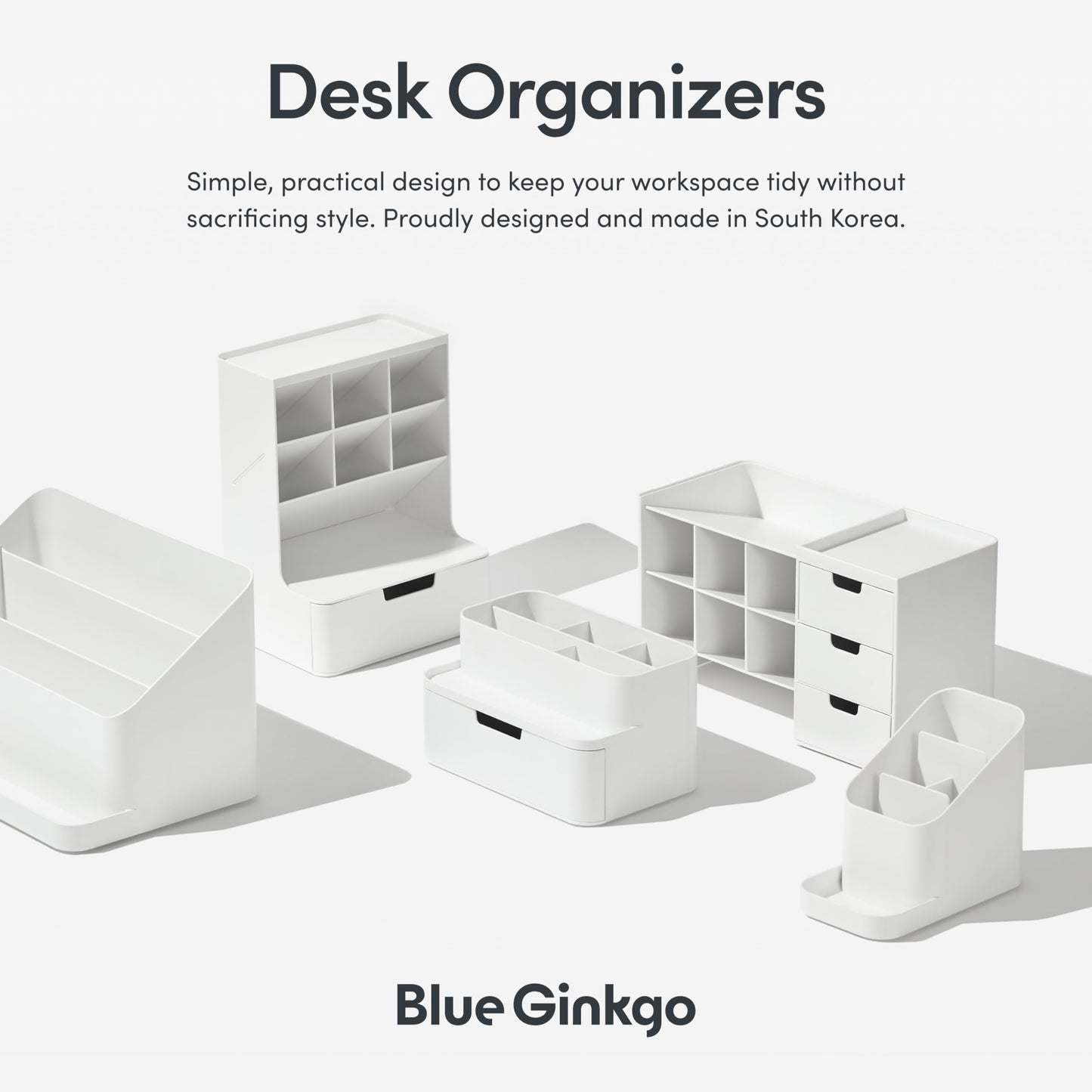 BLUE GINKGO Portable Desk Organizer, Green, Made in Korea