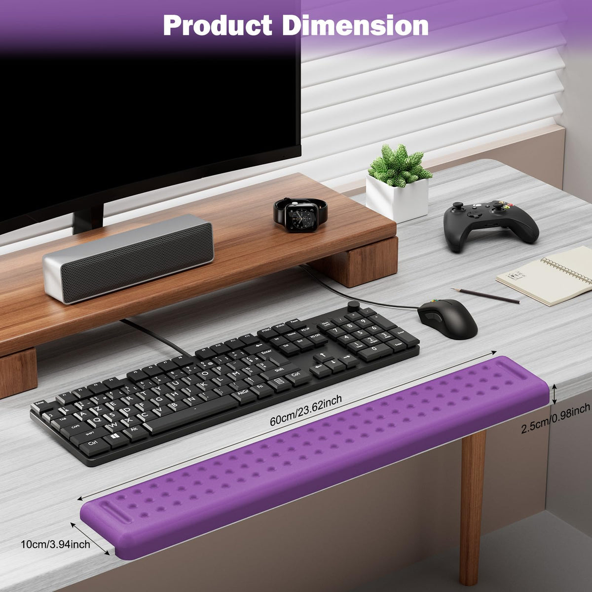 Leolee L-Shaped Desk Long Wrist Rest Elbow 60CM, Purple Arm Rest for Desk