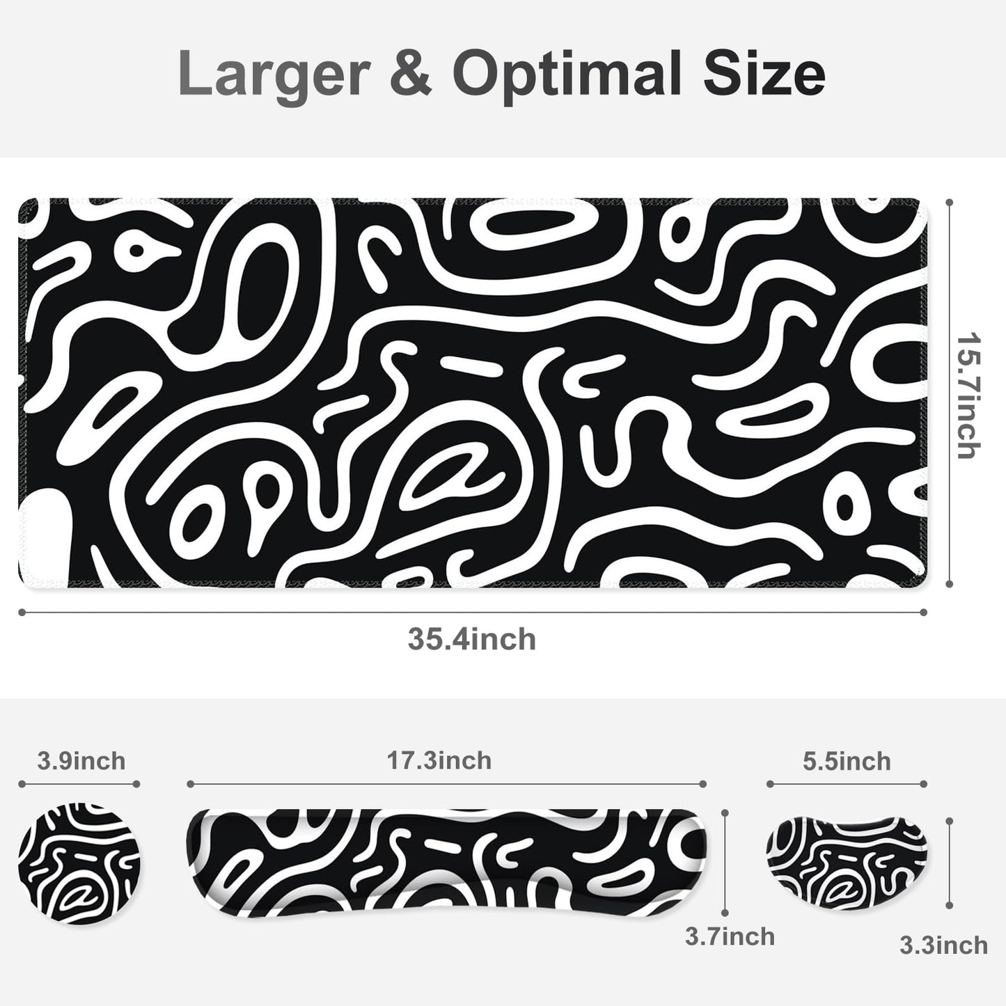 NXZGO Large Gaming Mouse Pad Set, 4 in 1 Extended Keyboard Desk Mat with Wrist Rest, Computer Game