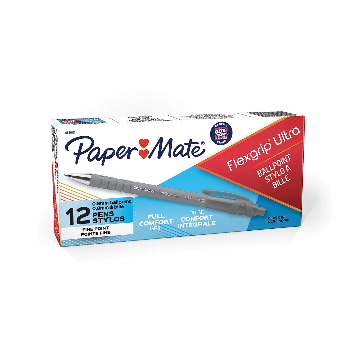 Paper Mate 9580131 FlexGrip Ultra Retractable Ballpoint Pen, Fine Point, Black, 12-Count