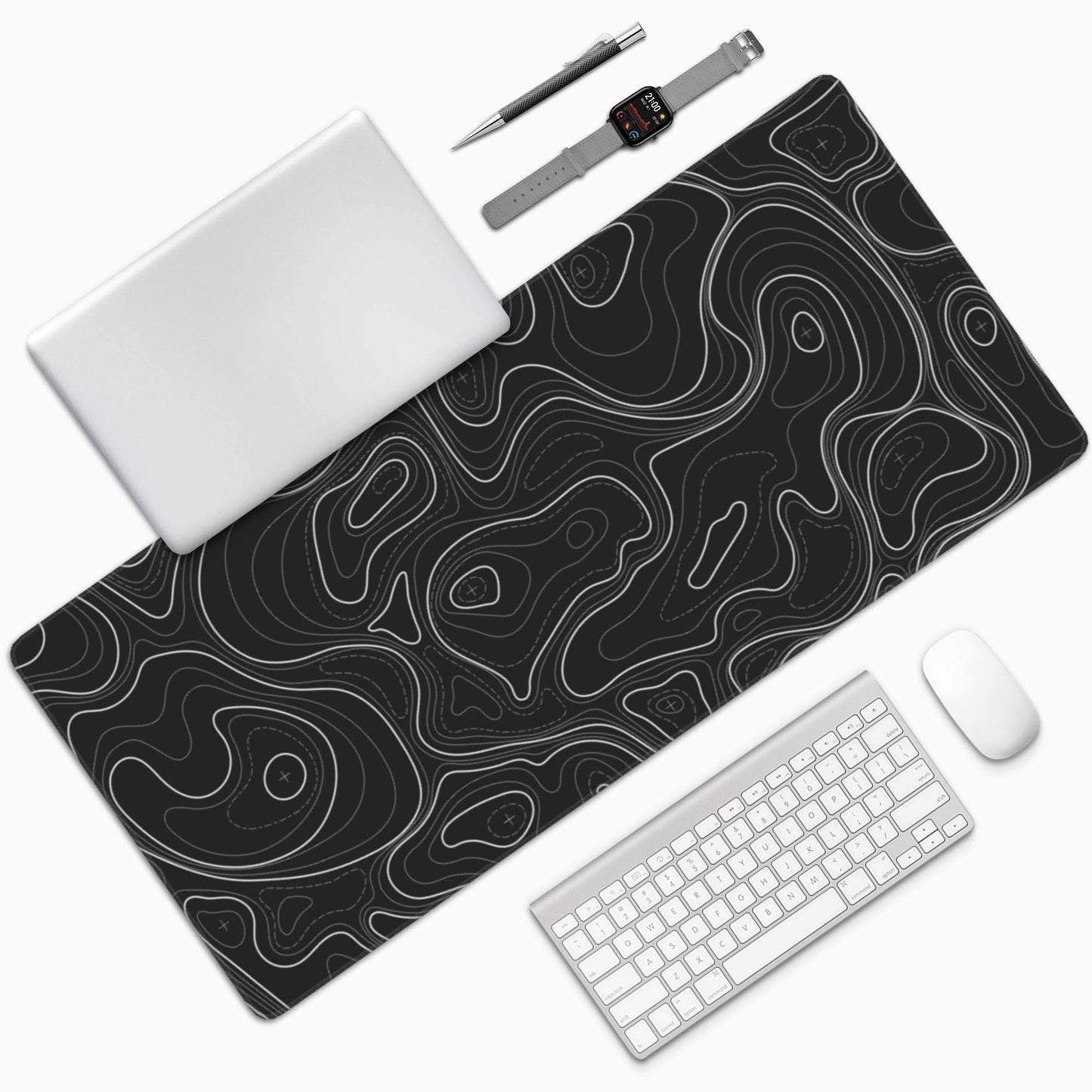 BEYIMEN Gaming Mouse Pad, Black Topographic Pattern, 35.4 x 15.7 in