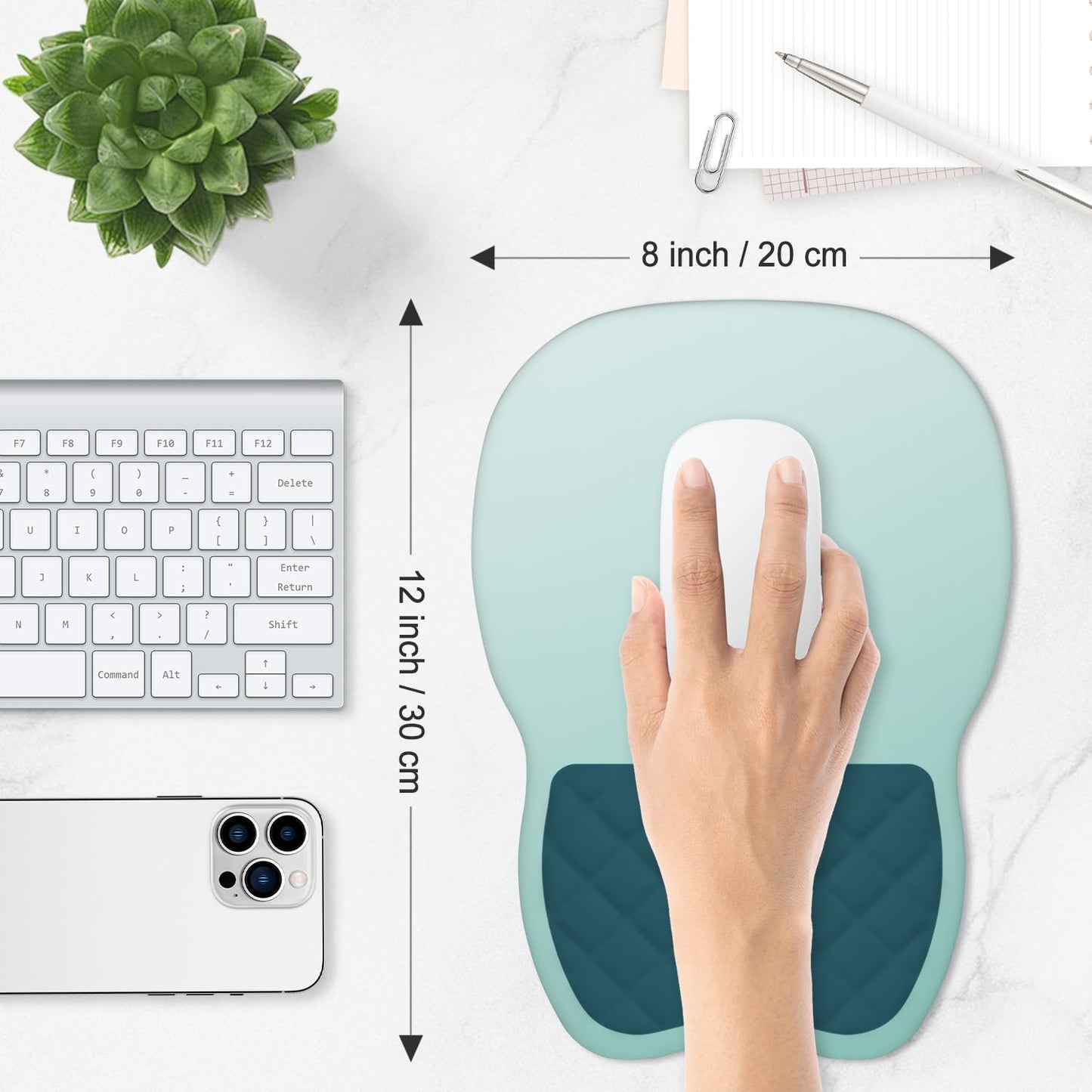 ITNRSIIET Ergonomic Mouse Pad Wrist Support with Memory Foam Massage Bulge & Non-Slip PU Base