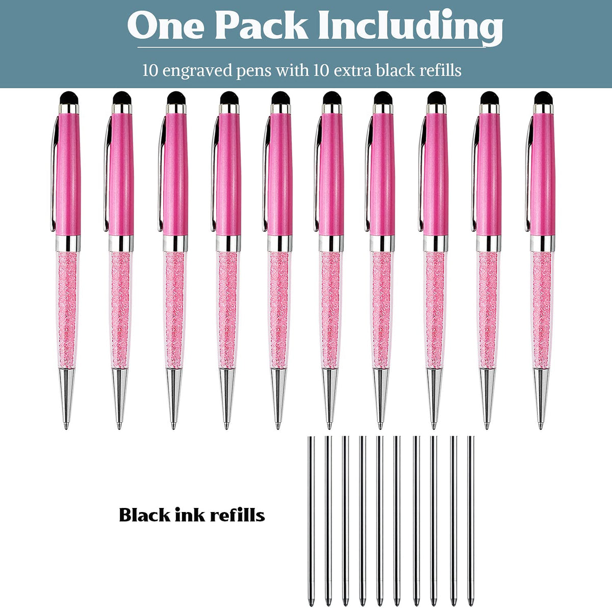 Ancolo Personalized Crystal Pens with Stylus Tip - Smooth Writing Set