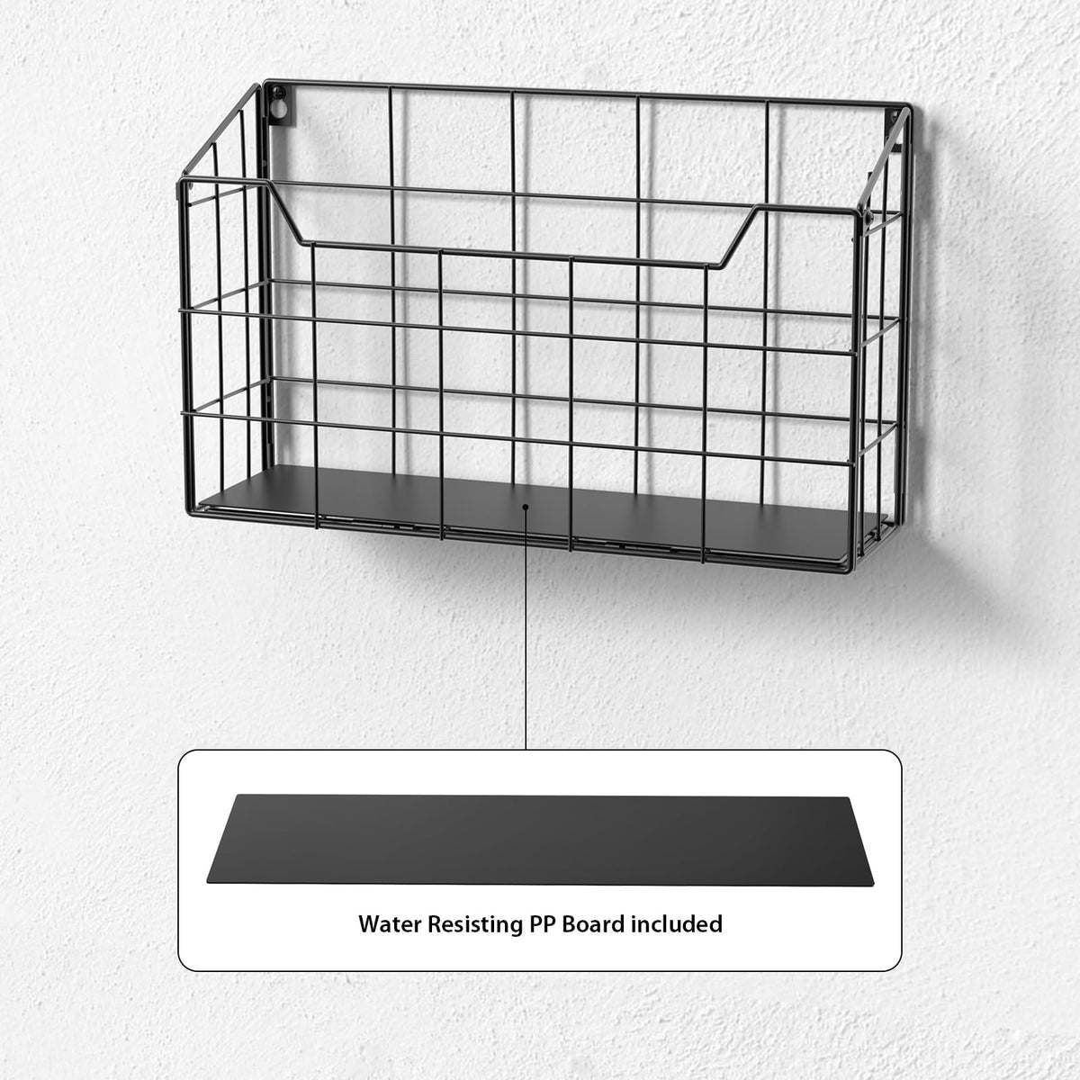 Univivi 3 Pack Wall File Organizer Rack 14 inch Hanging File Holder, Black