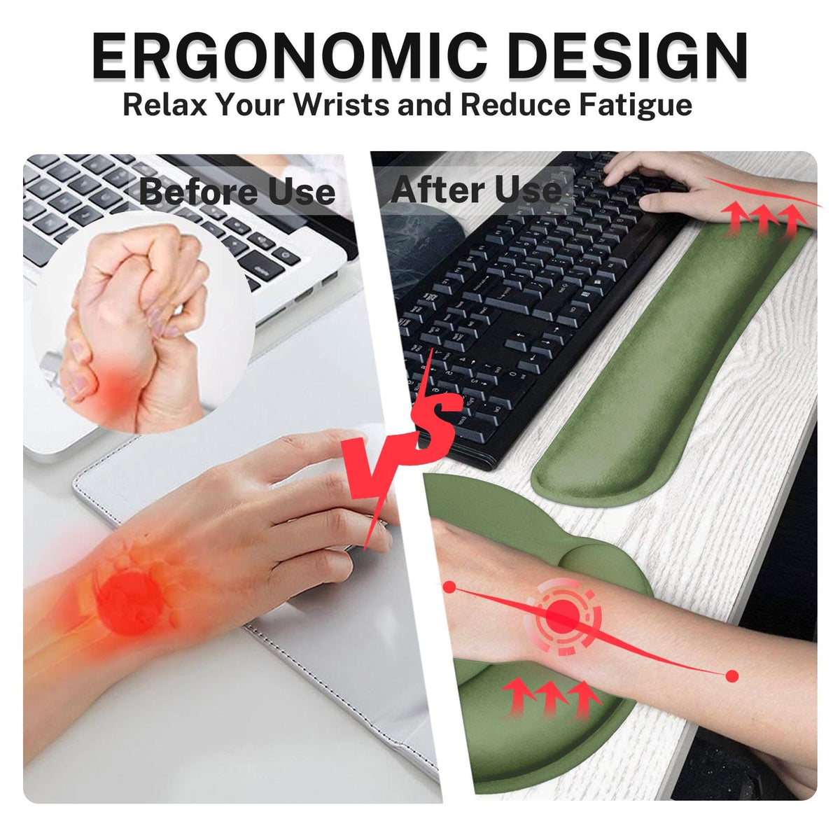 Britimes Ergonomic Mouse Pad Set with Wrist Rest, Green