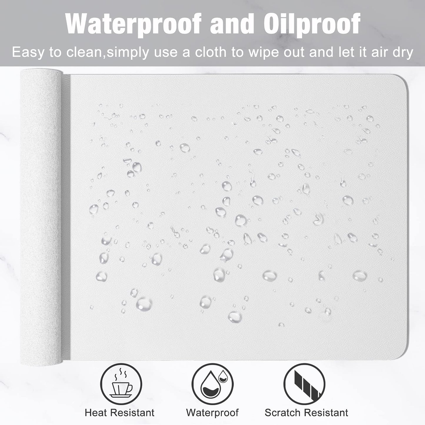 Hsurbtra Desk Pad, 35.5" x 17" PU Leather Desk Mat, XXL Extended Mouse Pad, Waterproof Desktop