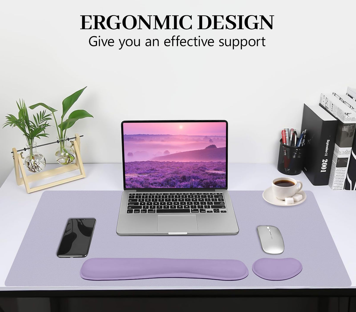 Meetcolor Keyboard and Mouse Pad, 3-in-1 Desk Mat Set Keyboard Wrist Rest
