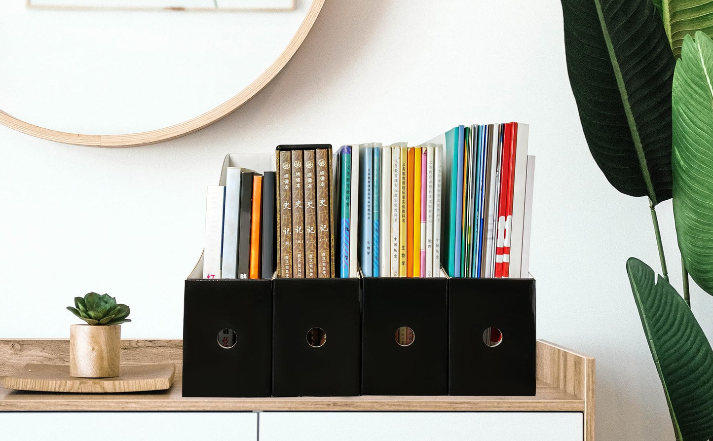 Limitliho 24 Pack Black Cardboard Magazine File Holder for Desk or Shelves