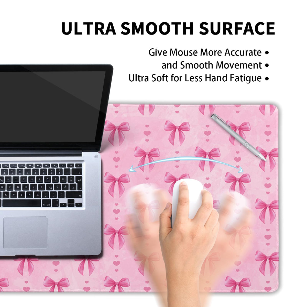 Pink Bows Mouse Pad Extended Large 31.5x11.8 in Coquette Kawaii Desk Mat Preppy Trendy Computer