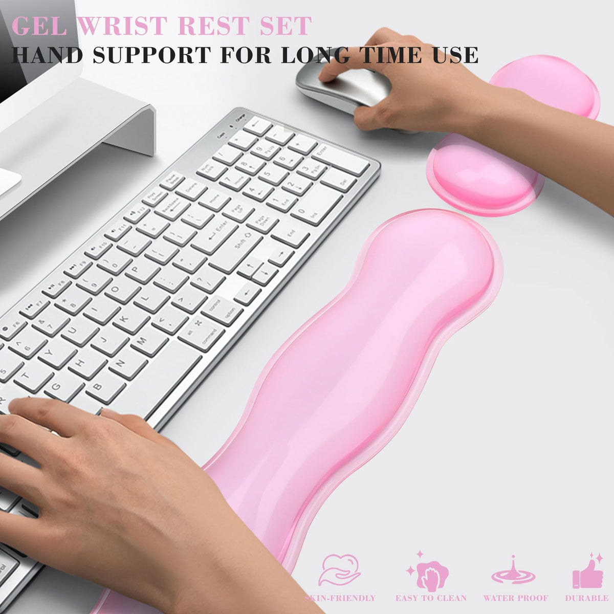 ABRONDA Gel Wrist Rest for Keyboard and Mouse, Wrist Rest for Keyboard, Mouse Wrist Support, Pain