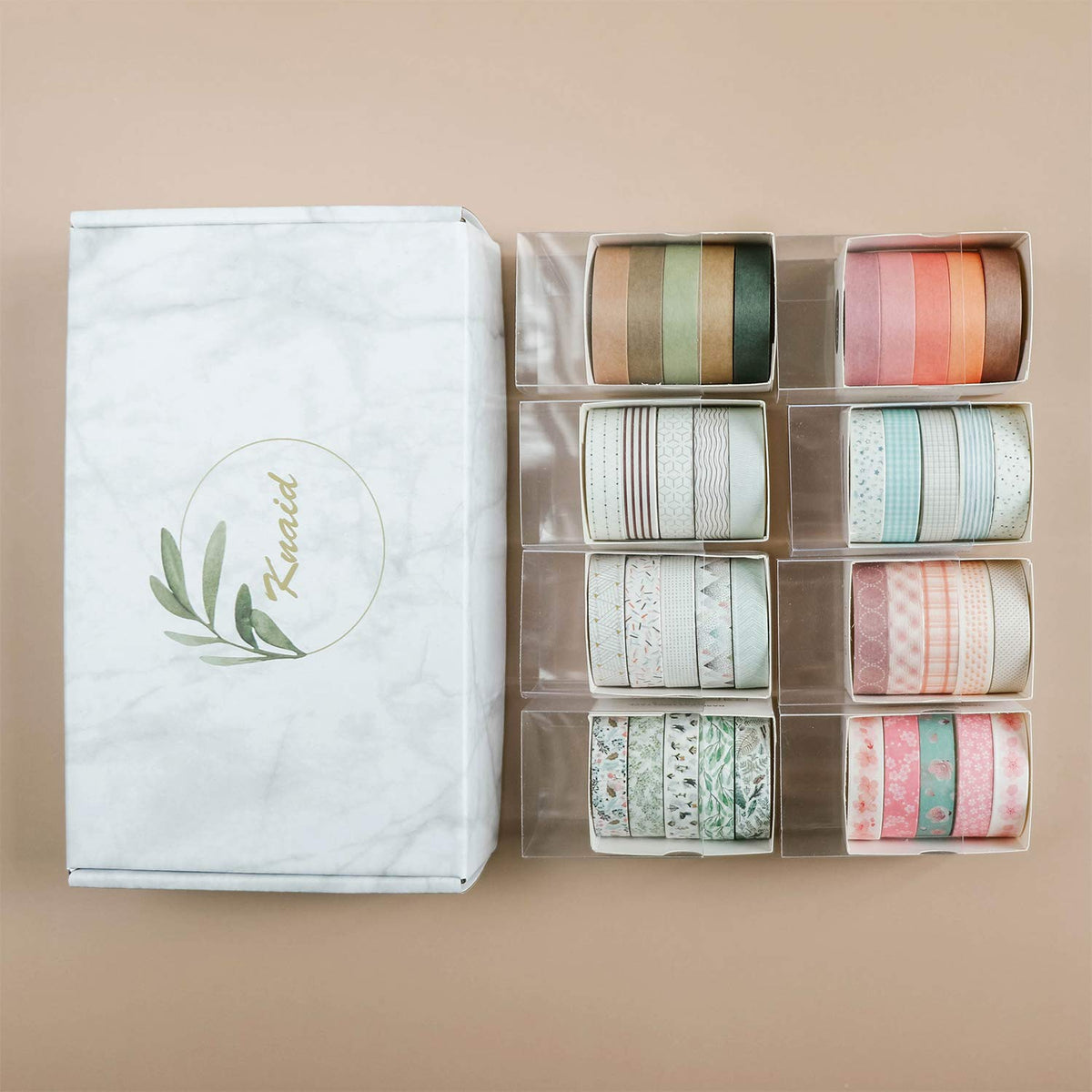 Knaid 40 Rolls of Slim Washi Tape Gift Box Set, Decorative Paper Tapes 10 mm Wide for Scrapbooking