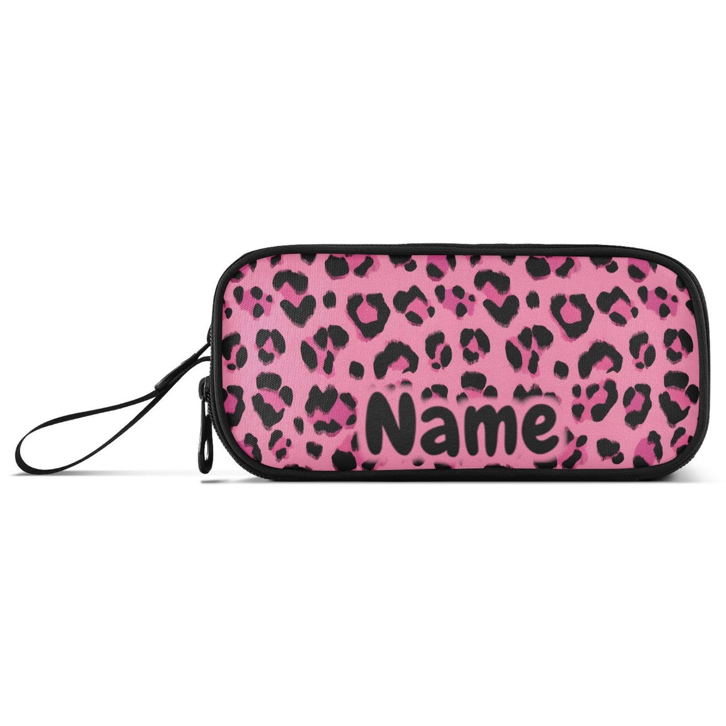 BOENLE Custom Hot Pink Black Leopard Print Pencil Case Box Boys Girls Personalized Name Large