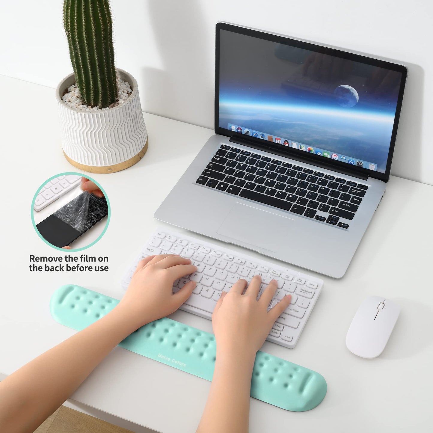 UnivoColors Turquoise Green Superfine Memory Foam Keyboard Wrist Rest Soft Gel Ergonomic Wrist