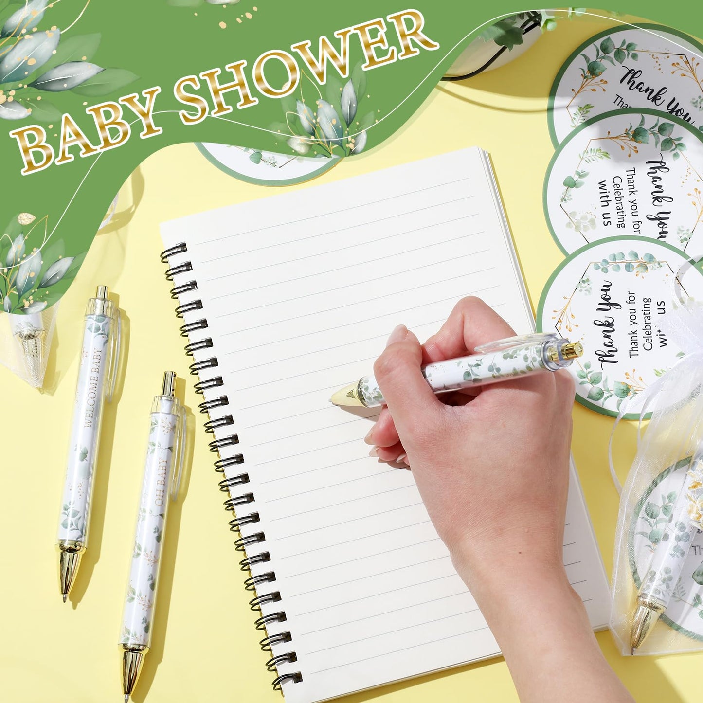 Chuangdi 50 Sets Eucalyptus Baby Shower Favors Gifts for Guests