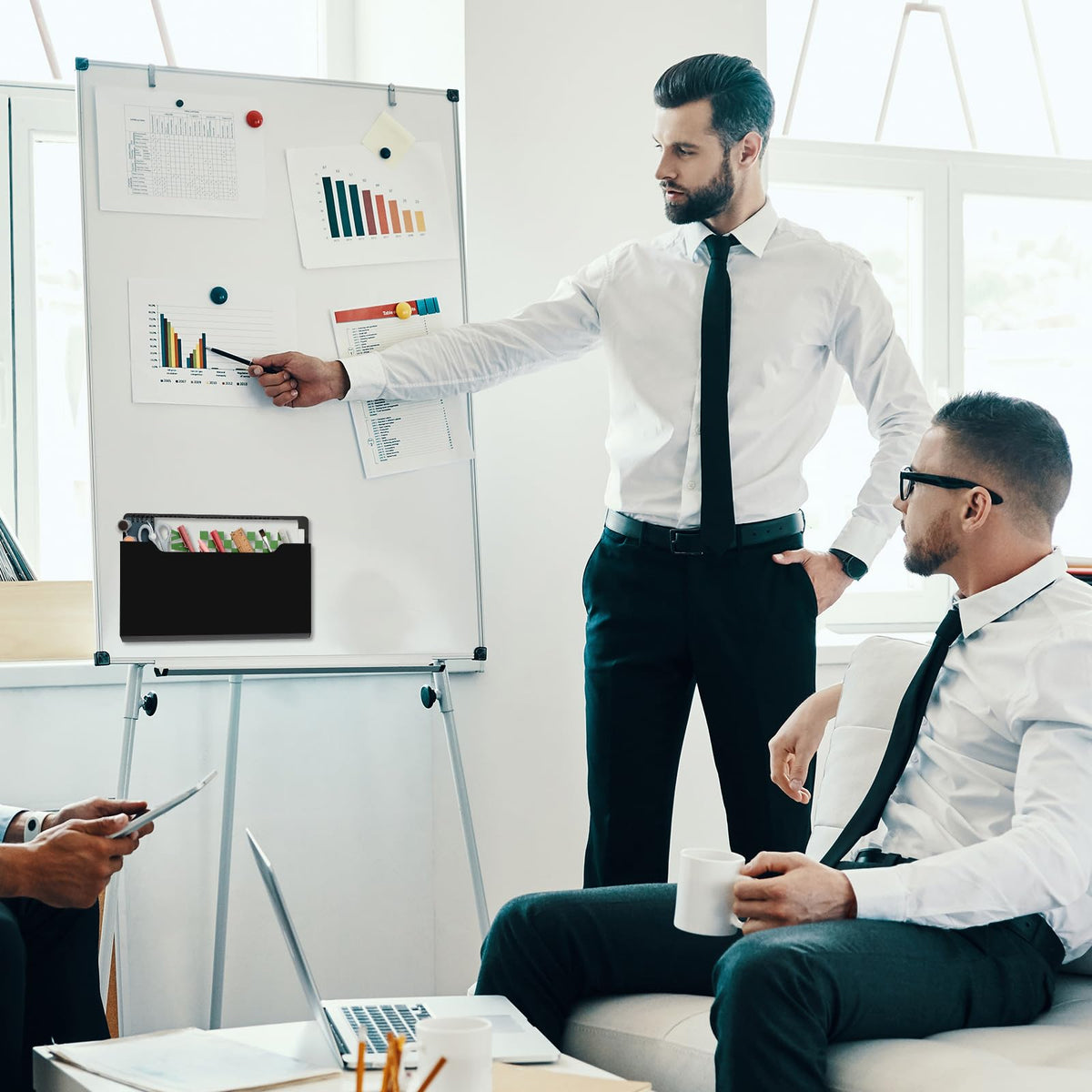 Fuutreo Magnetic Wall File Holder,6pcs,Black,Horizontal-large
