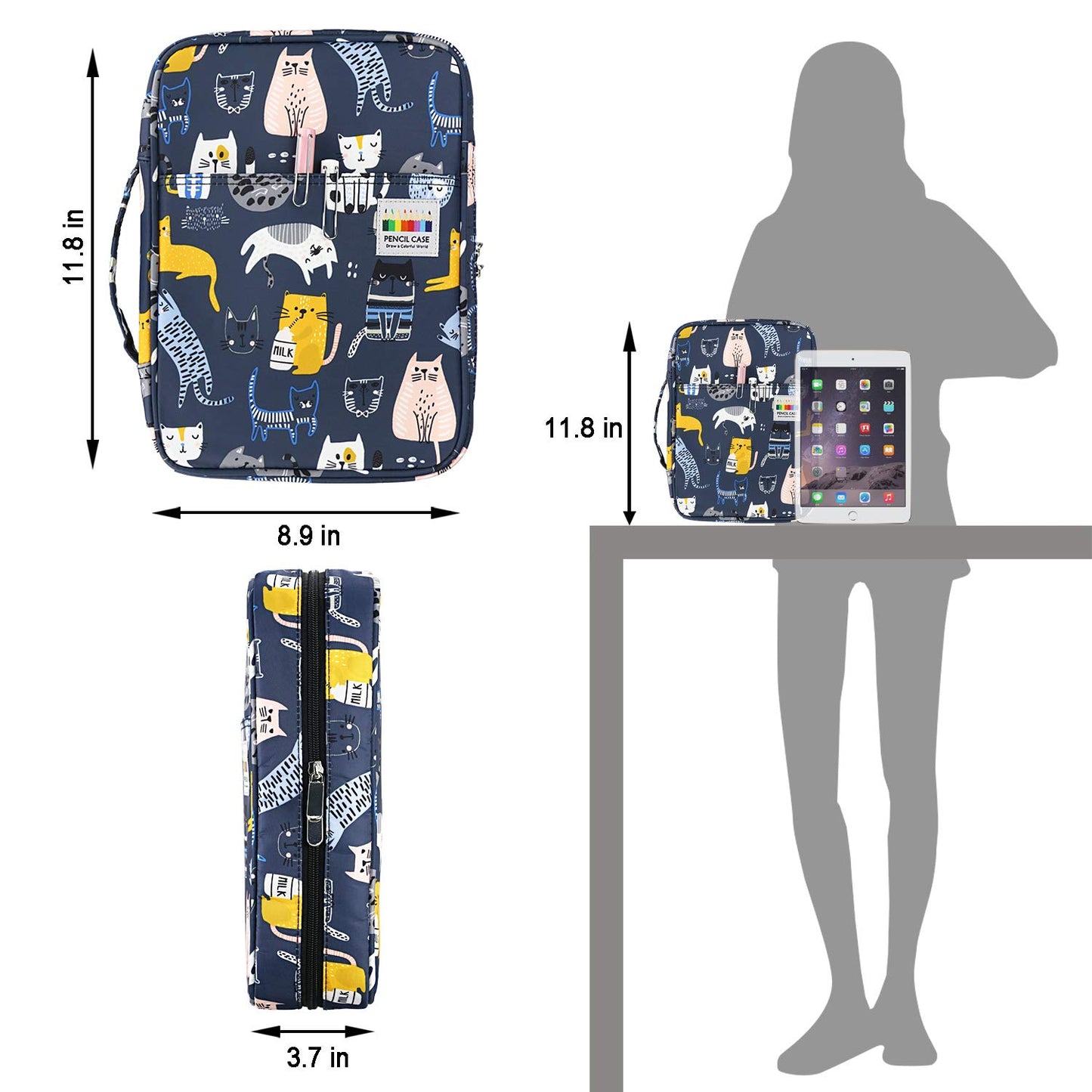 YOUSHARES Colored Pencil Case 220 Slots Pen Case Organizer With Handy Wrap & Zipper, Multilayer