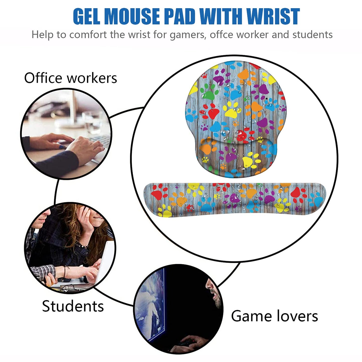 LOWORO Keyboard Wrist Rest and Mouse Pad Support, Non-Slip PU Base Ergonomic Gaming Mousepad for