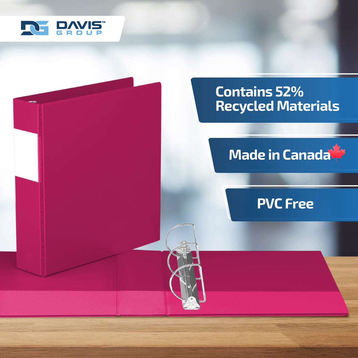 Premium Economy 3-Ring Binder, Spine Label, 2" D Rings, Pink, 6 Pack