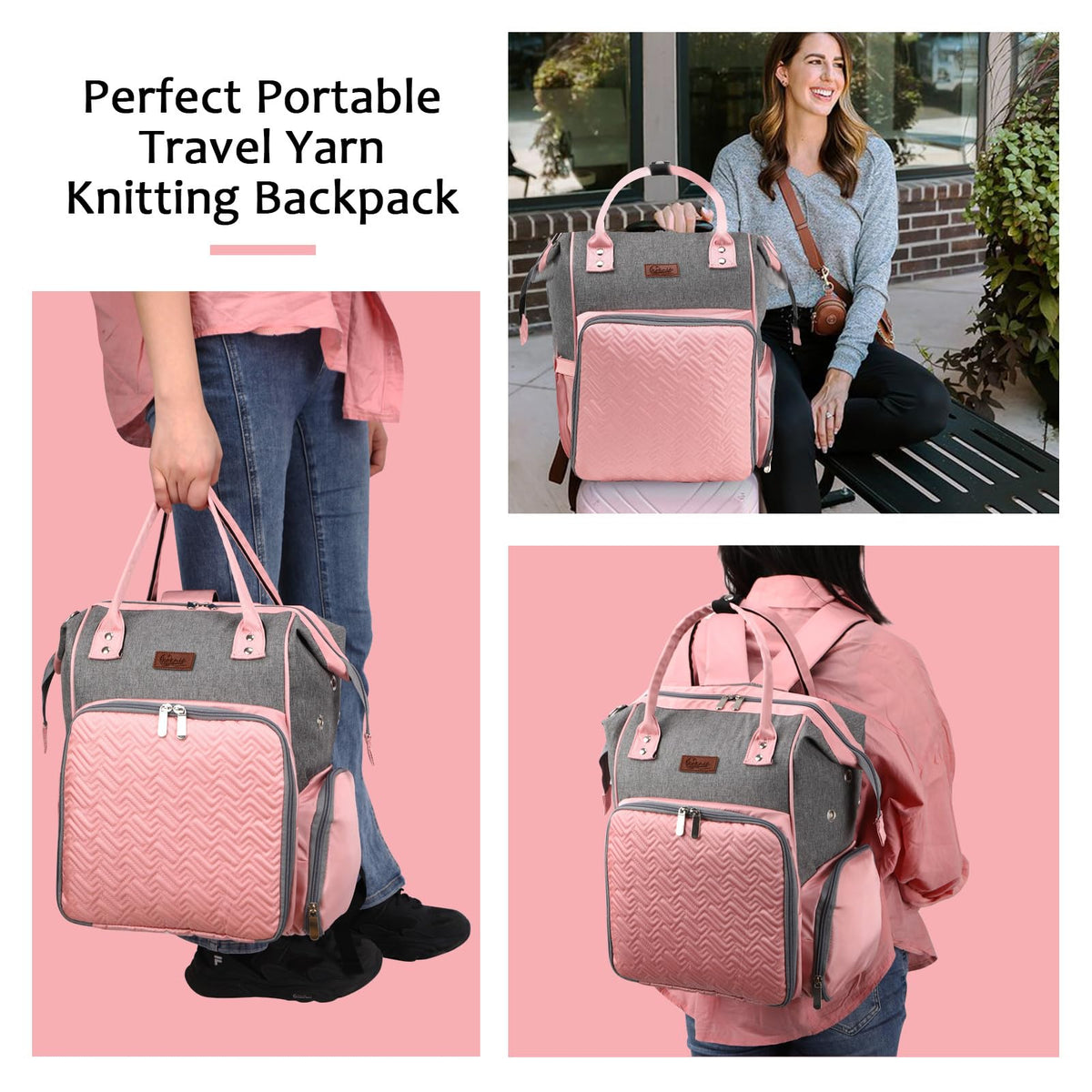 KOKNIT Crochet Storage bag Backpack Knitting Tote Bag large capacity Yarn Storage Organizer Travel