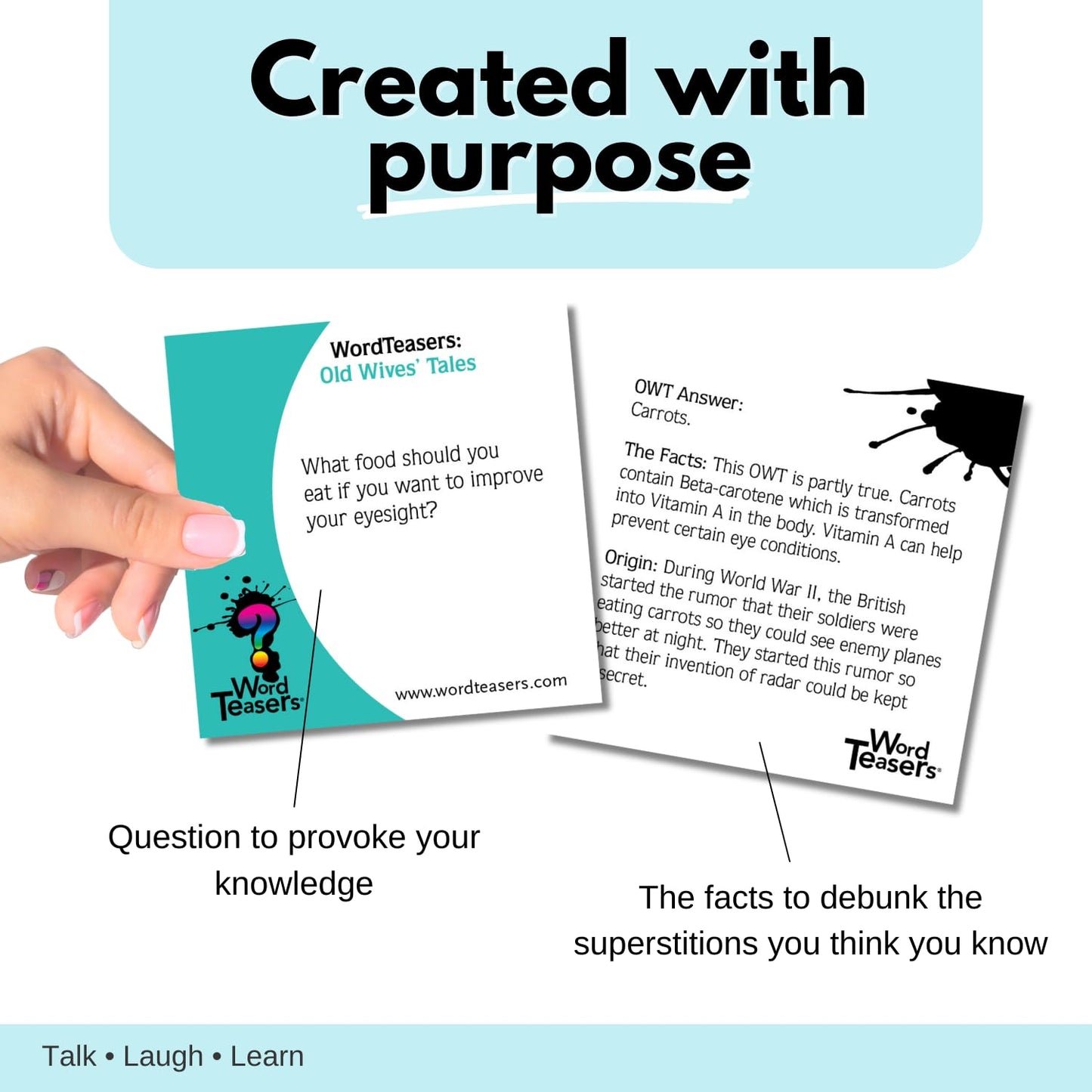 ? WORD TEASERS Old Wives' Tales Conversation Starters - Superstition Based Trivia Games for