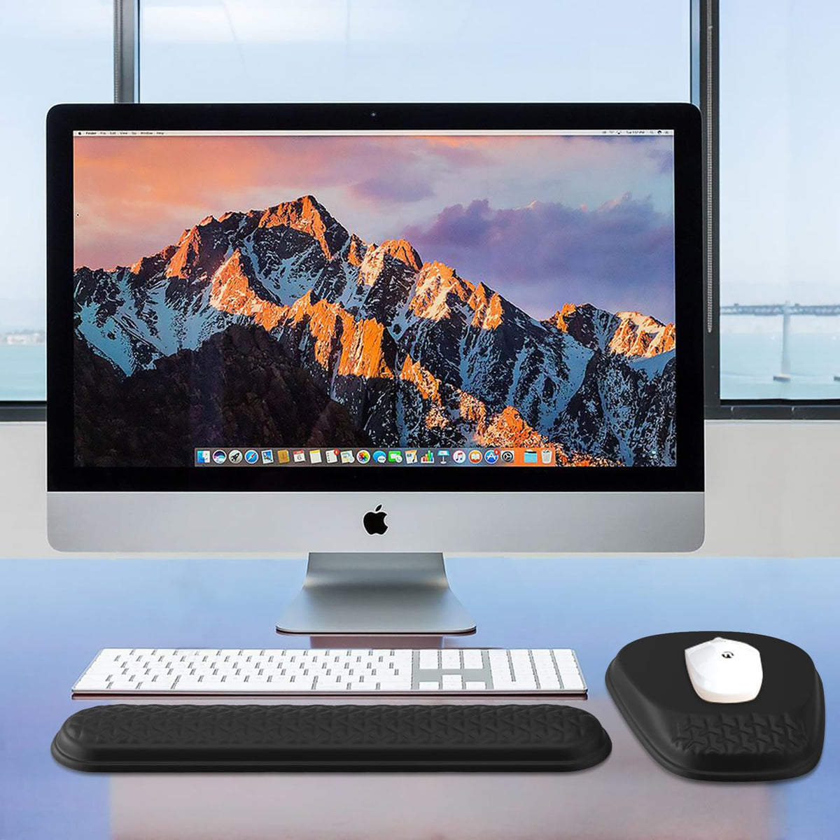 Laokiiy Ergonomic Mouse Pad with Wrist Rest, Memory Foam Support for Office