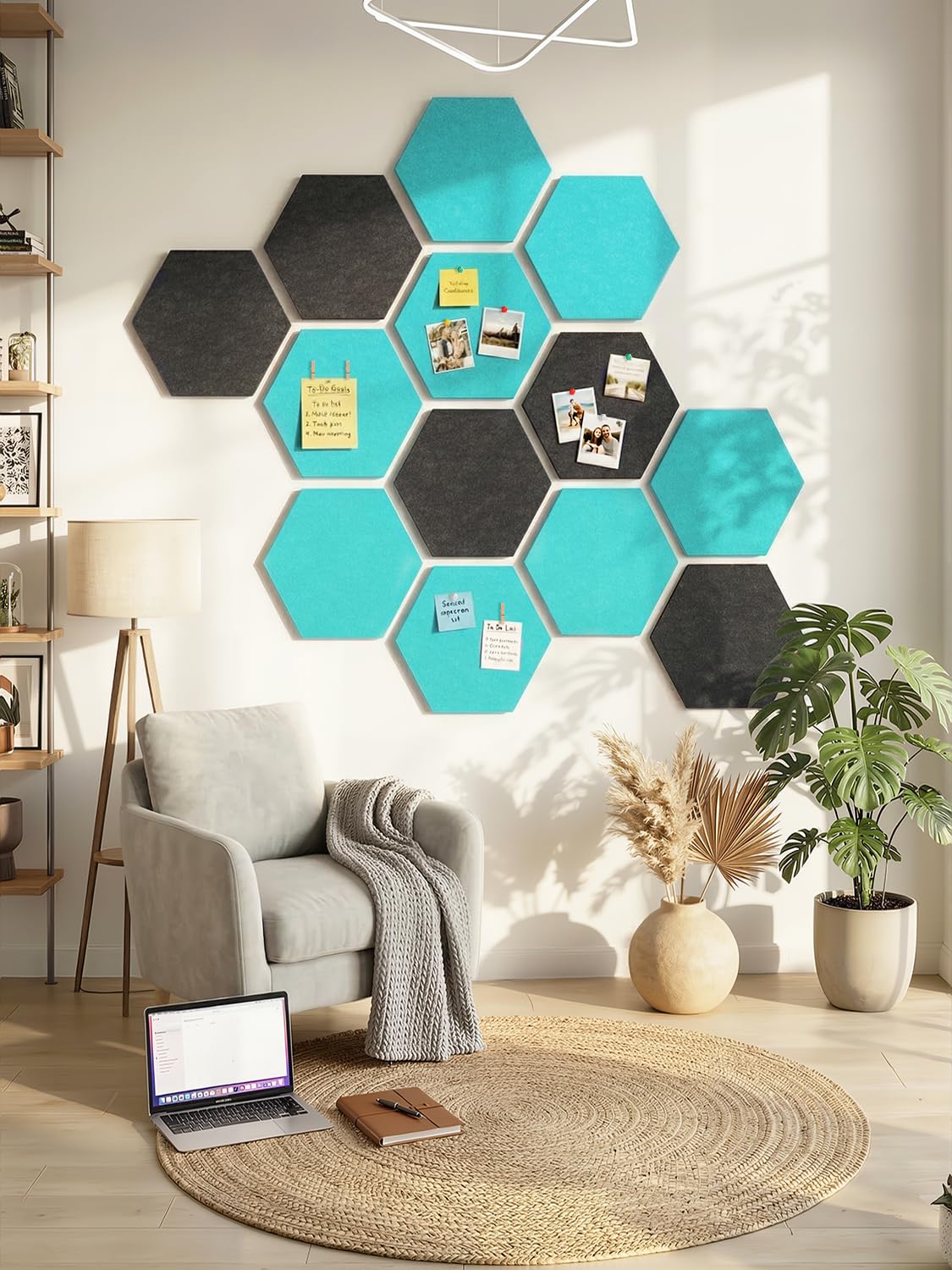 Uoisaiko 8-Pack Hexagon Felt Bulletin Board Tiles, Cork Board Alternative