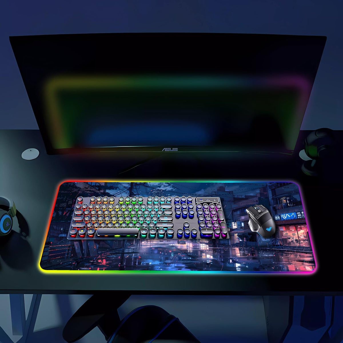 Armanza RGB Gaming Mouse Pad, Large Mousepad with Led Light, Gaming Accessories Keyboard Pad for