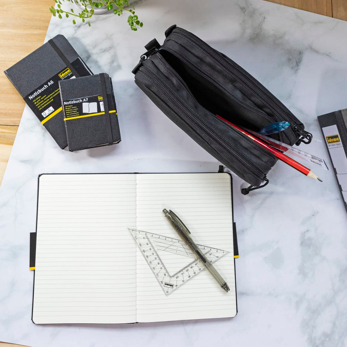 Idena 20121 – Pencil Case with 3 Zipped Compartments, Approx. 9 x 23 x 10 cm Large Pencil Case in