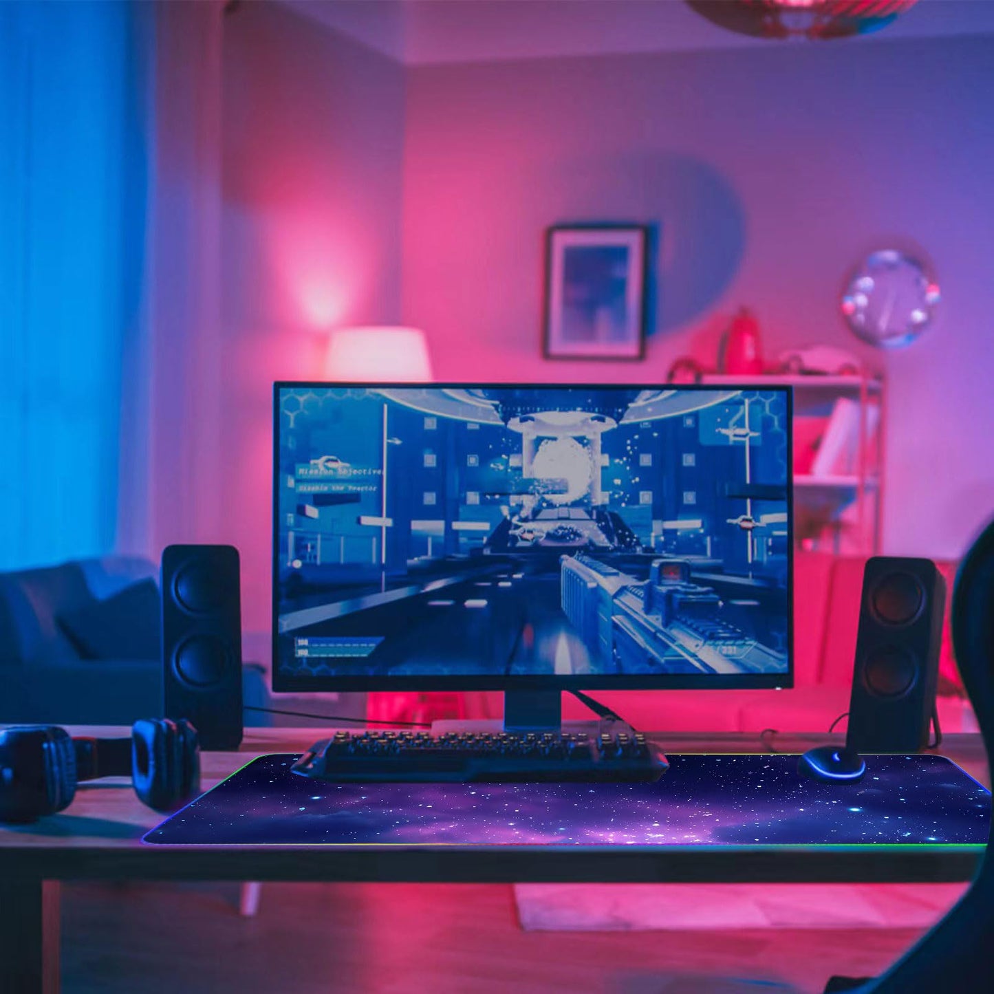 DINKY Extra Large RGB Gaming Mouse Pad with14 Light Modes, Extended Soft LED Mouse Pad, Anti-Slip