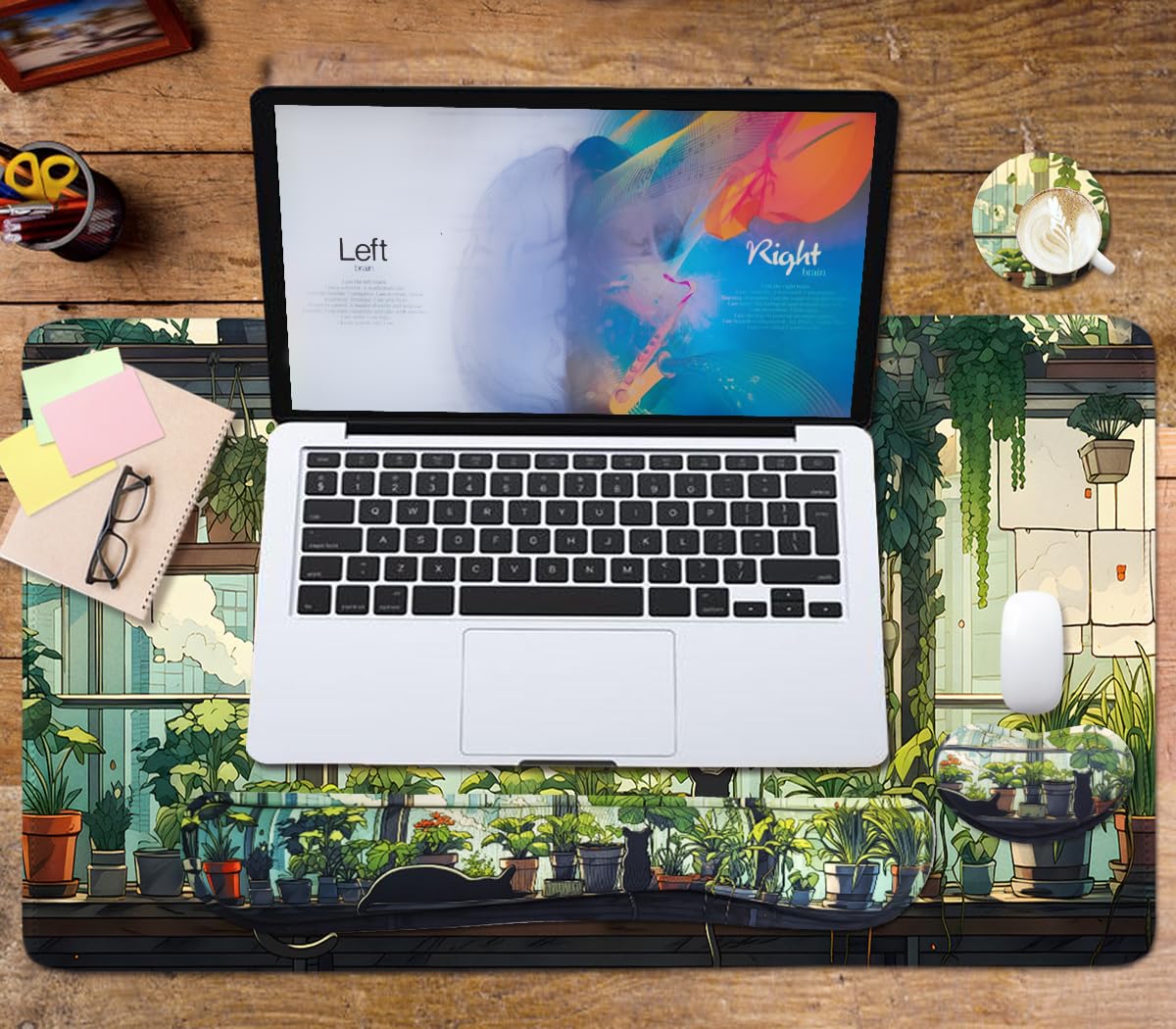 Kawaii Large Mouse Pad, 4 in1 Kawaii Extended Mouse Pad Set Desk Pad Easy Typing for Typing Office