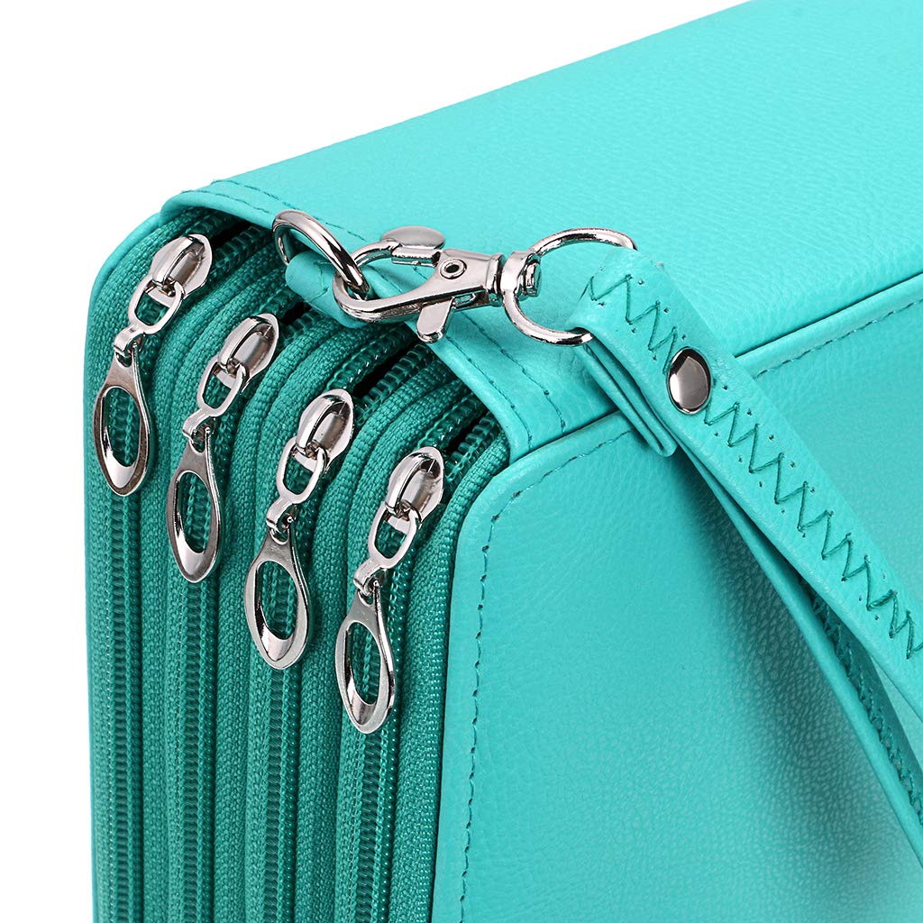 BTSKY 200 Slots Colored Pencil Organizer - Deluxe PU Leather Pencil Case
