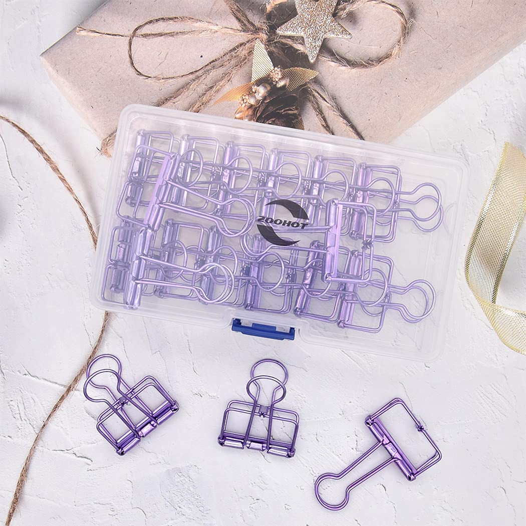 Binder Clips Paper Clamps 32mm Clips for Office School Supplies (Purple)