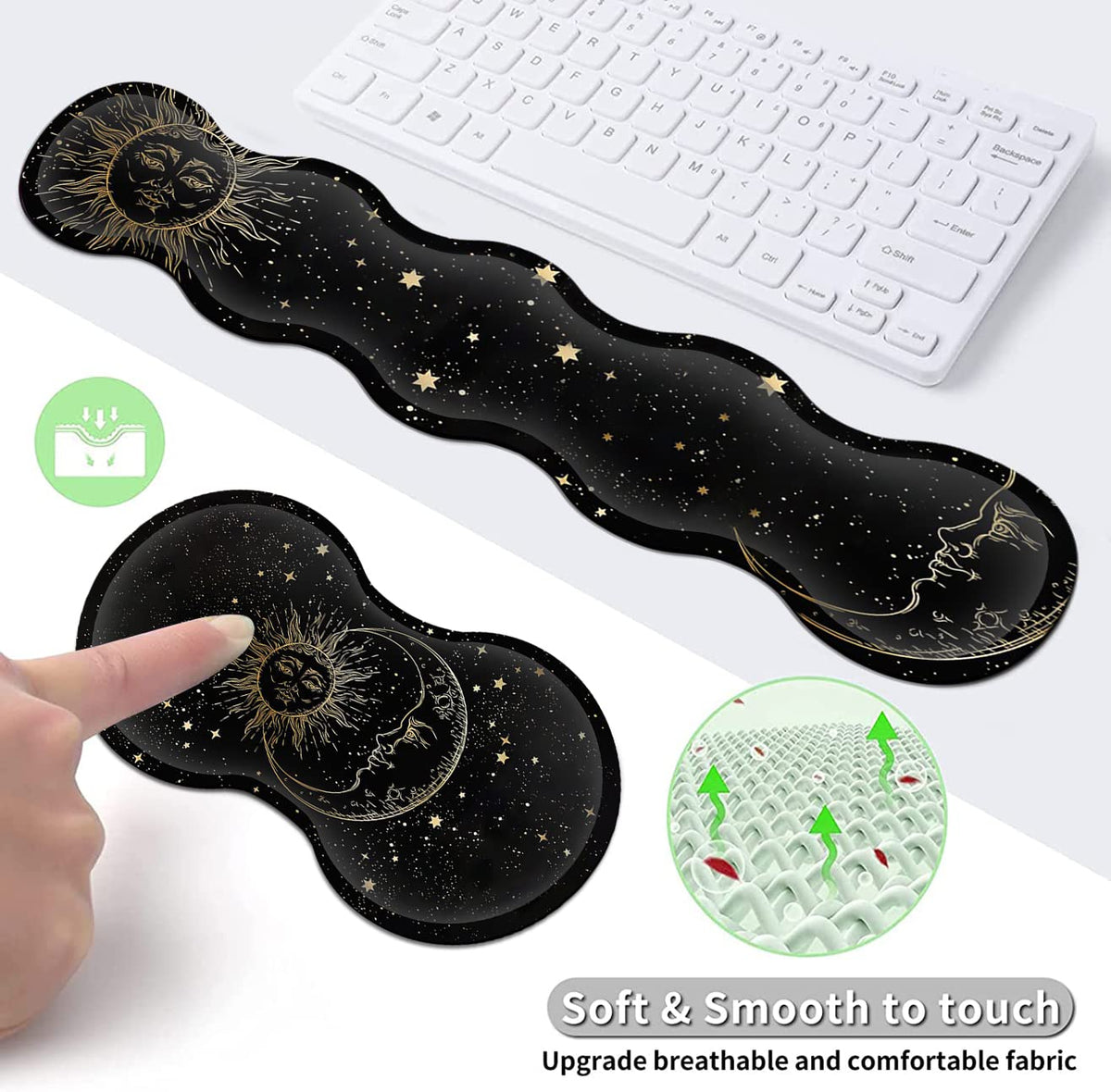 JVGFYNKL Extended Large Mouse Pad+Keyboard Wrist Rest Support , Ergonomic Memory Foam Wrist Rest